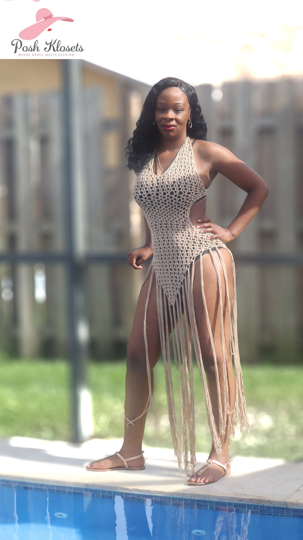 FRINGE CONTOUR SWIM COVERUP
