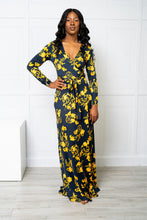 Load image into Gallery viewer, NAVY MEDALLION WRAP DRESS
